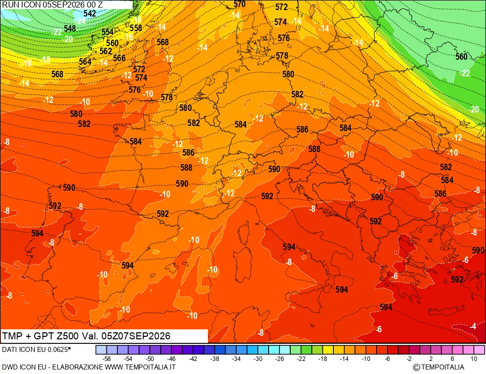 mappa 500 hPa Temp + GPT
