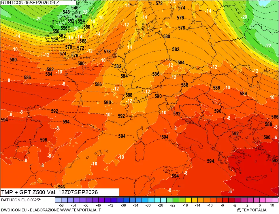 mappa 500 hPa Temp + GPT