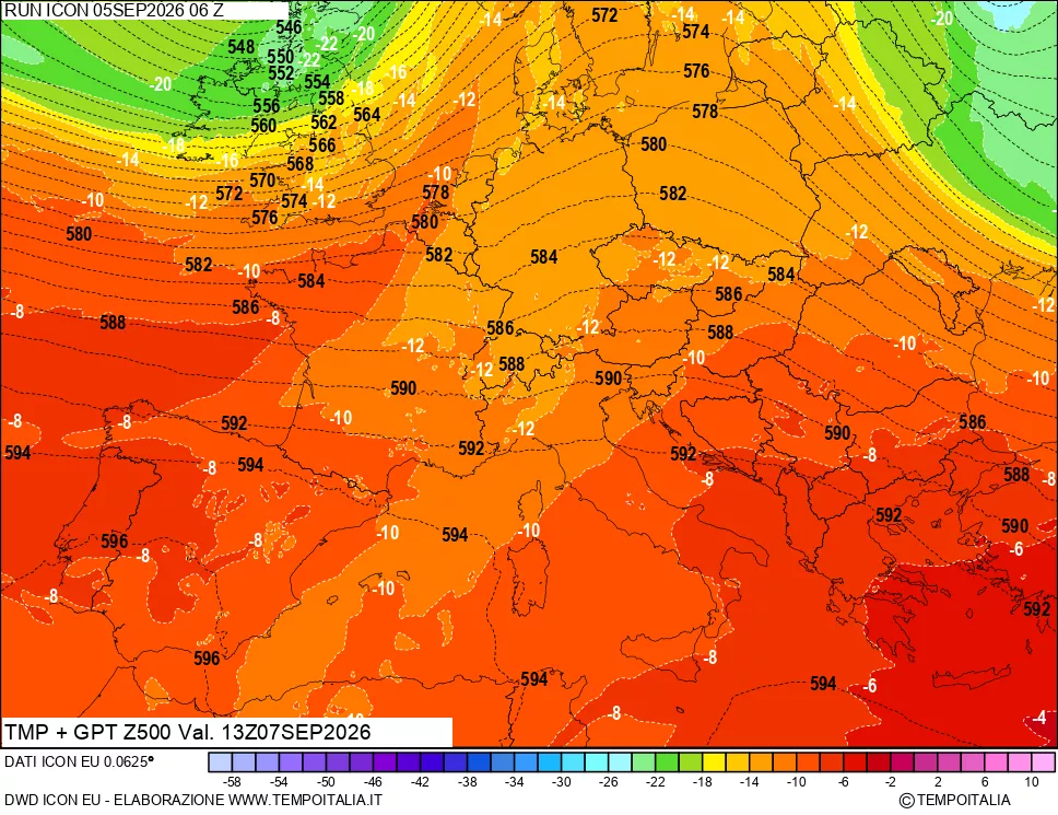 mappa 500 hPa Temp + GPT