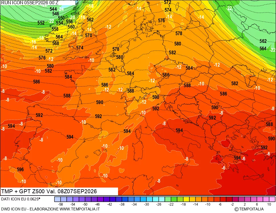 mappa 500 hPa Temp + GPT
