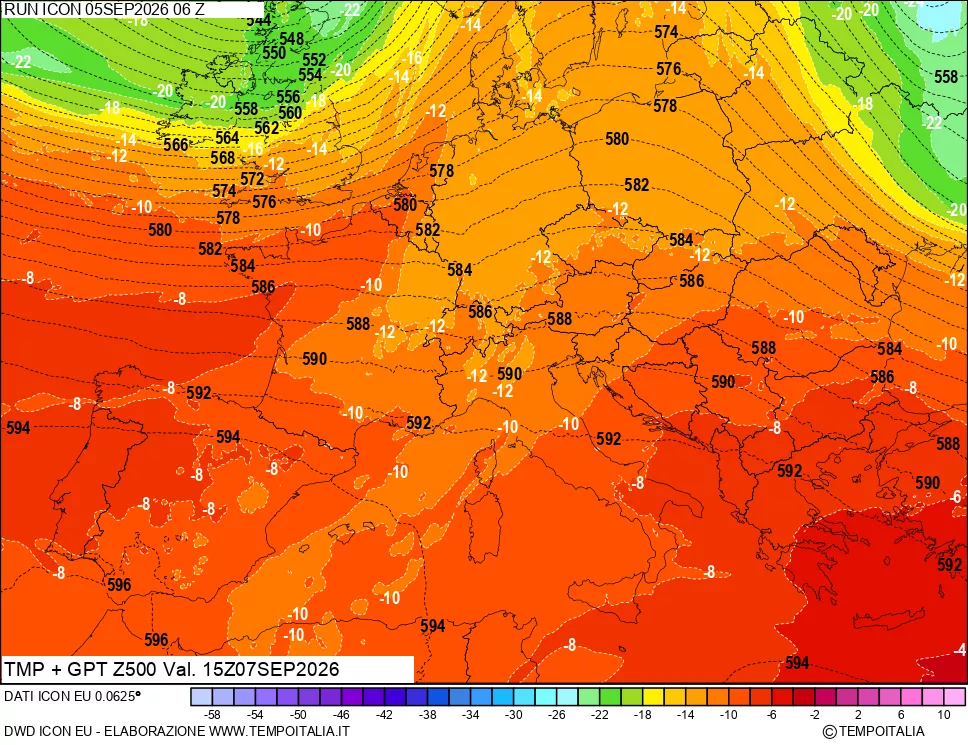mappa 500 hPa Temp + GPT