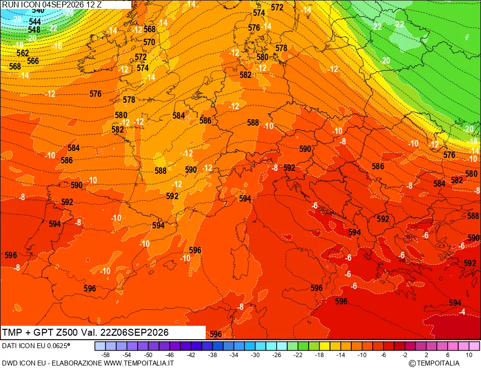 mappa 500 hPa Temp + GPT