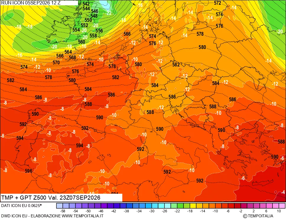 mappa 500 hPa Temp + GPT