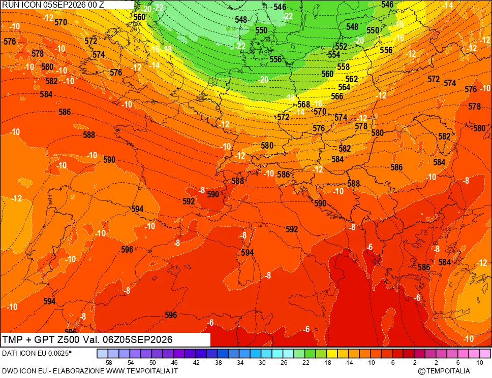 mappa 500 hPa Temp + GPT