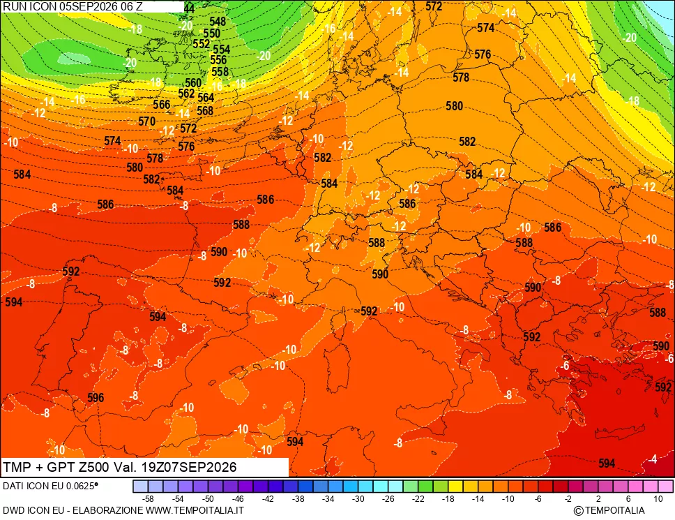 mappa 500 hPa Temp + GPT