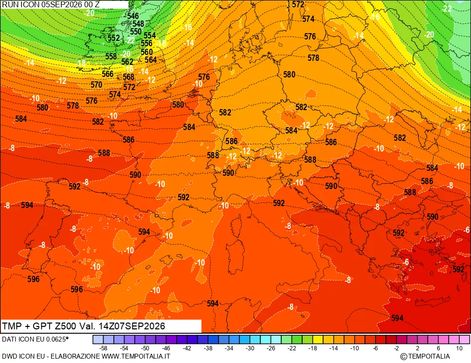 mappa 500 hPa Temp + GPT