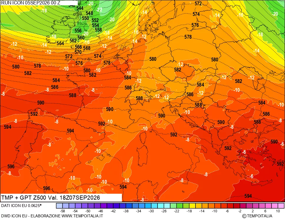 mappa 500 hPa Temp + GPT