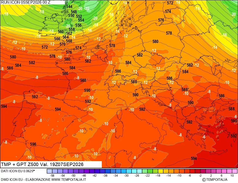 mappa 500 hPa Temp + GPT
