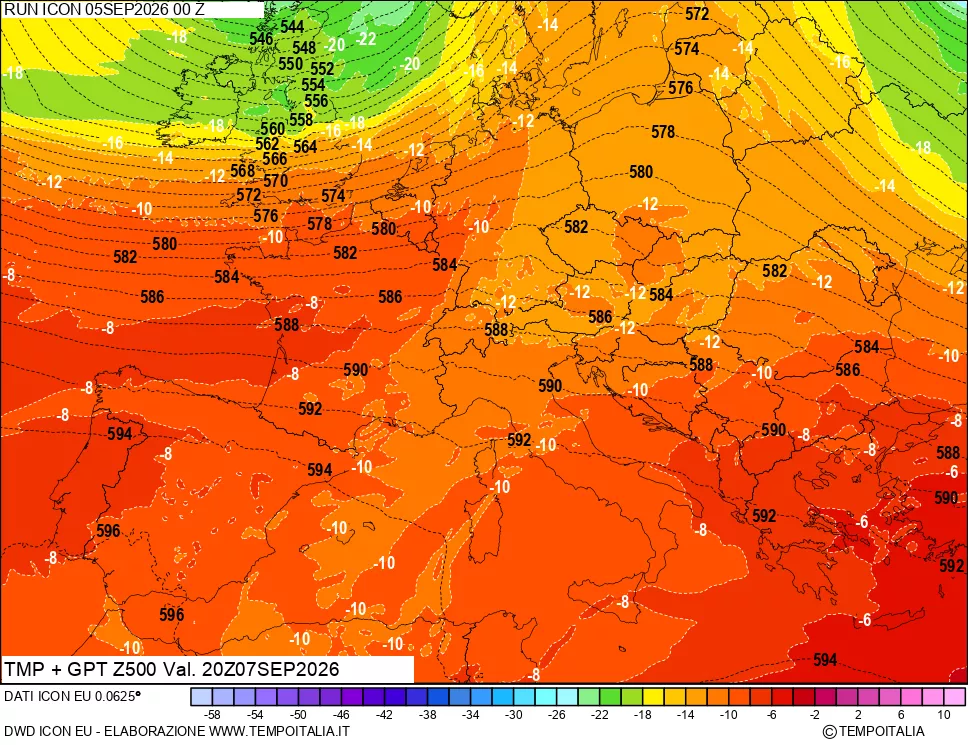 mappa 500 hPa Temp + GPT