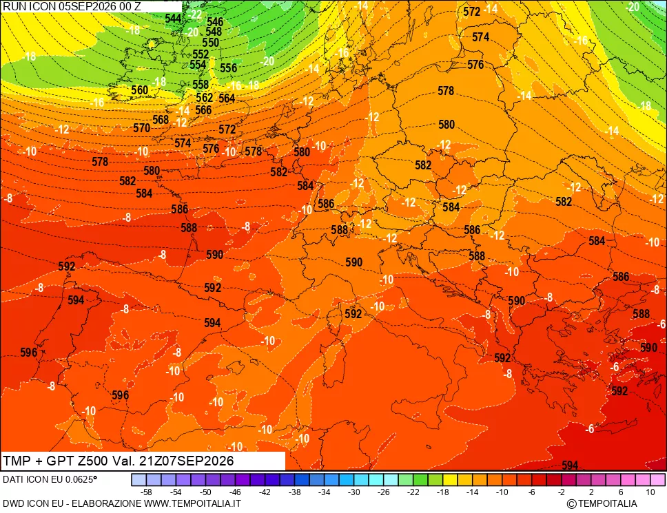 mappa 500 hPa Temp + GPT