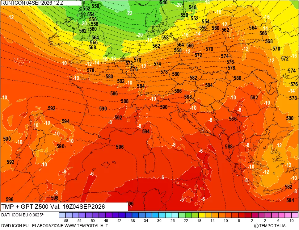 mappa 500 hPa Temp + GPT