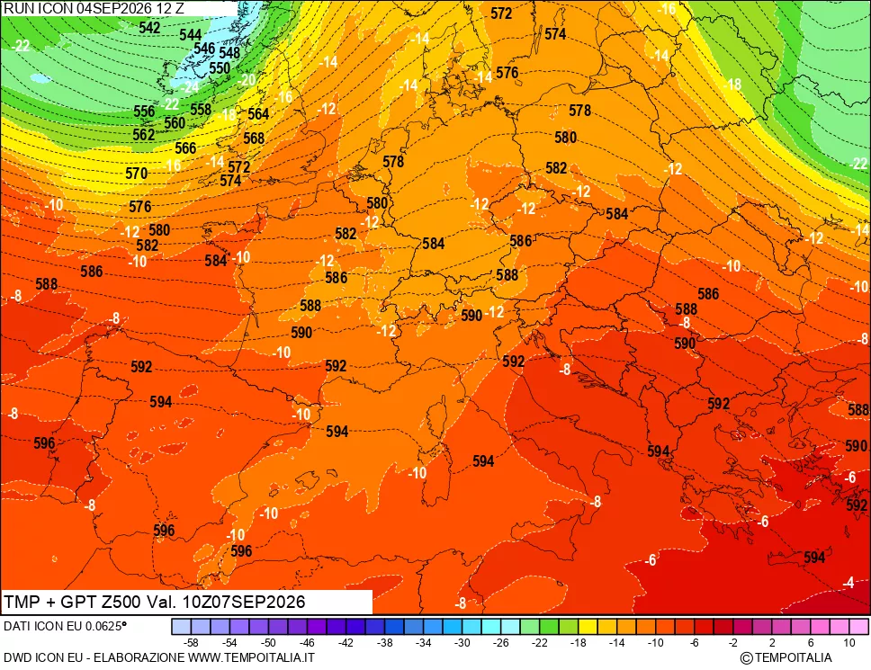 mappa 500 hPa Temp + GPT