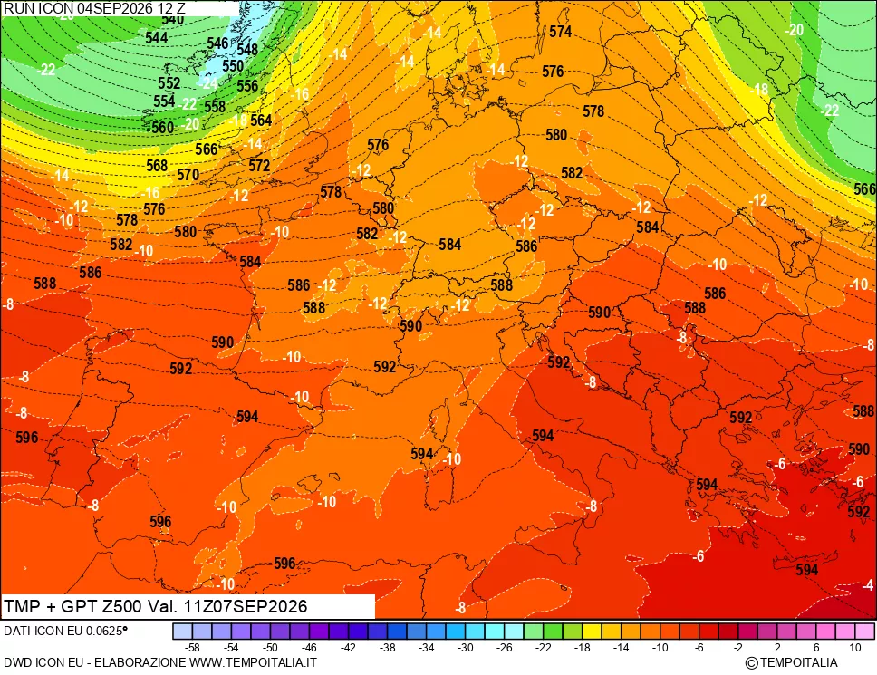 mappa 500 hPa Temp + GPT