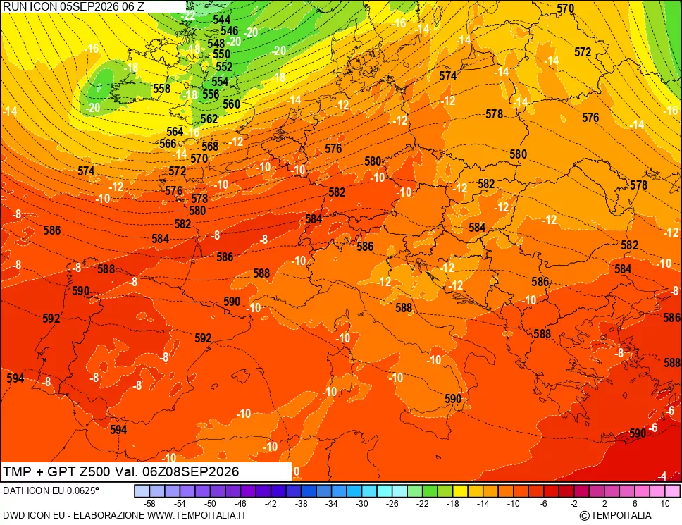 mappa 500 hPa Temp + GPT