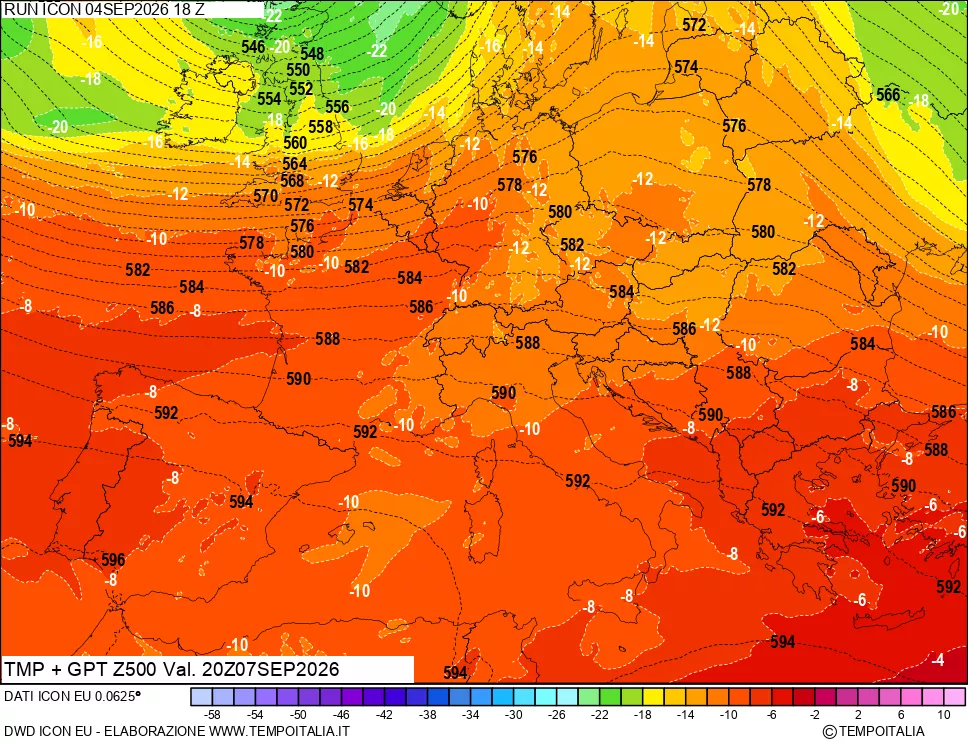 mappa 500 hPa Temp + GPT