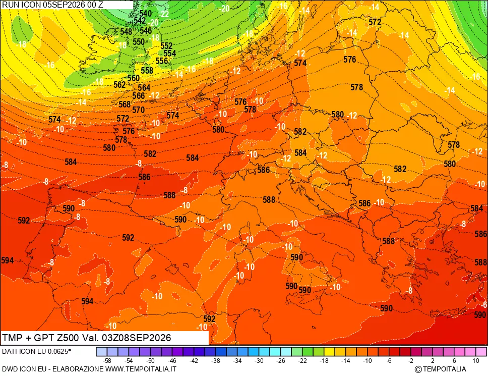 mappa 500 hPa Temp + GPT