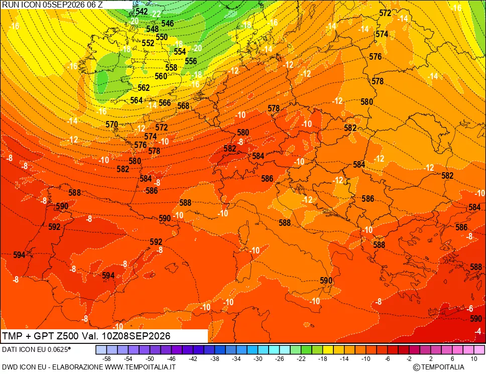 mappa 500 hPa Temp + GPT