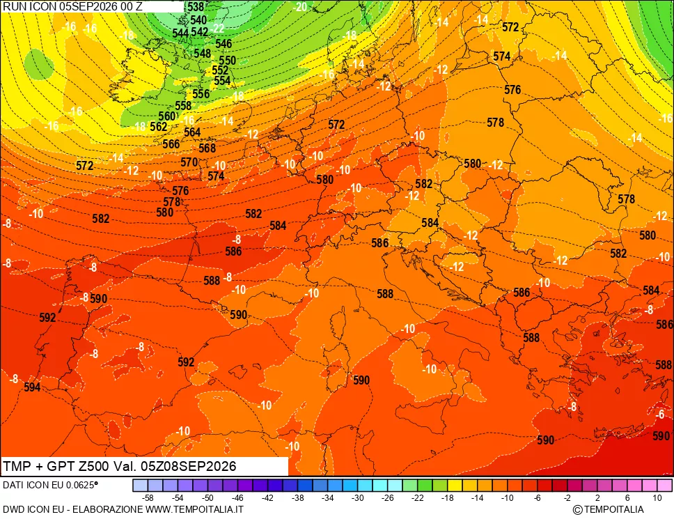 mappa 500 hPa Temp + GPT