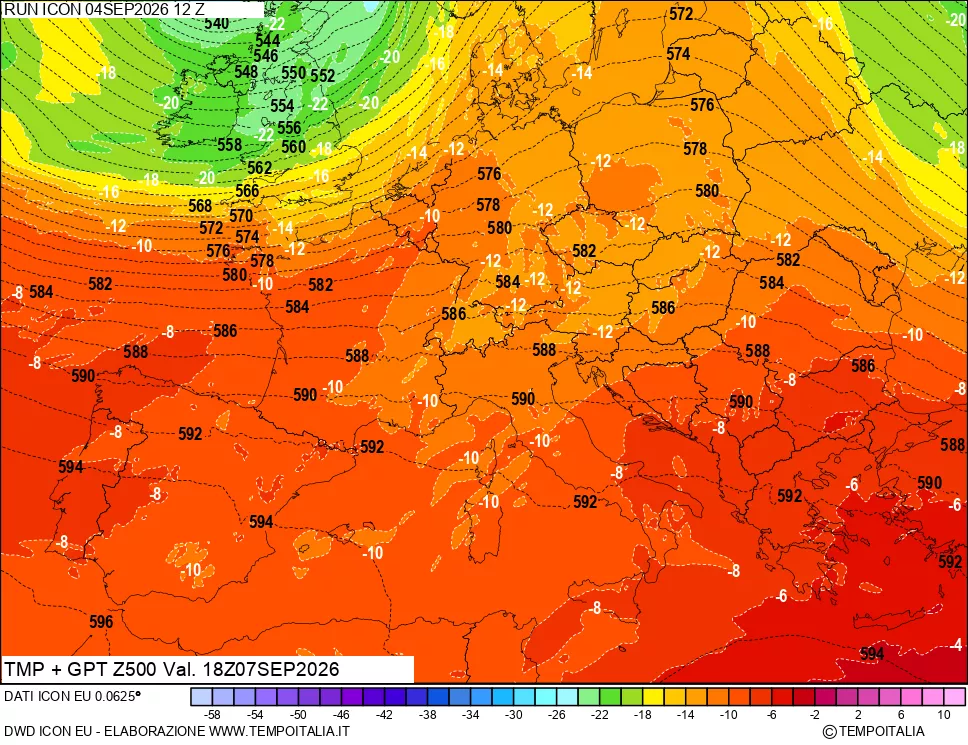 mappa 500 hPa Temp + GPT