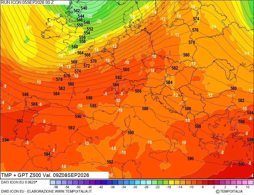 mappa 500 hPa Temp + GPT