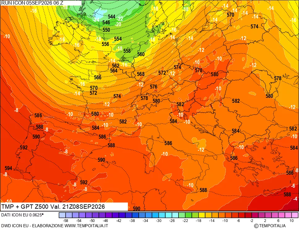 mappa 500 hPa Temp + GPT