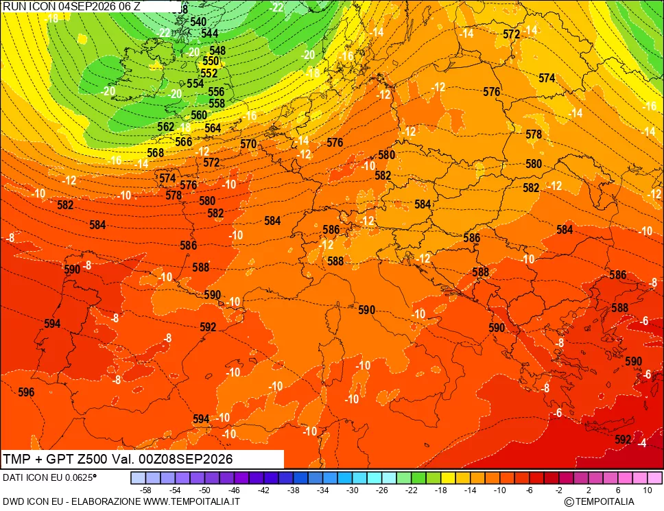 mappa 500 hPa Temp + GPT
