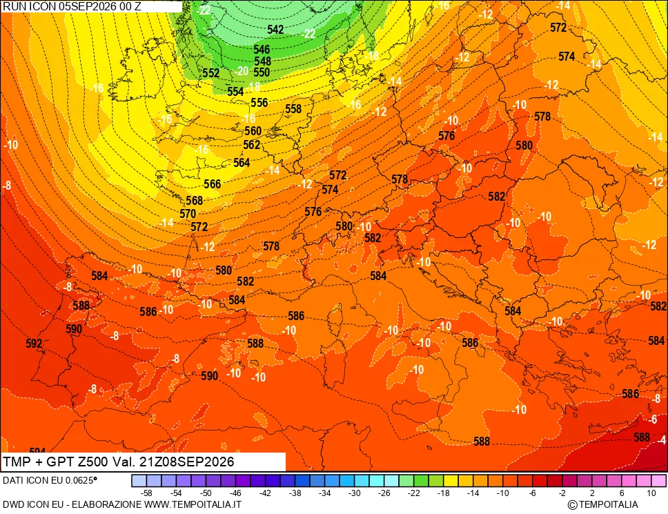 mappa 500 hPa Temp + GPT