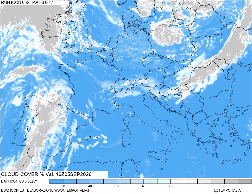 mappa Nuvolosit&agrave; totale