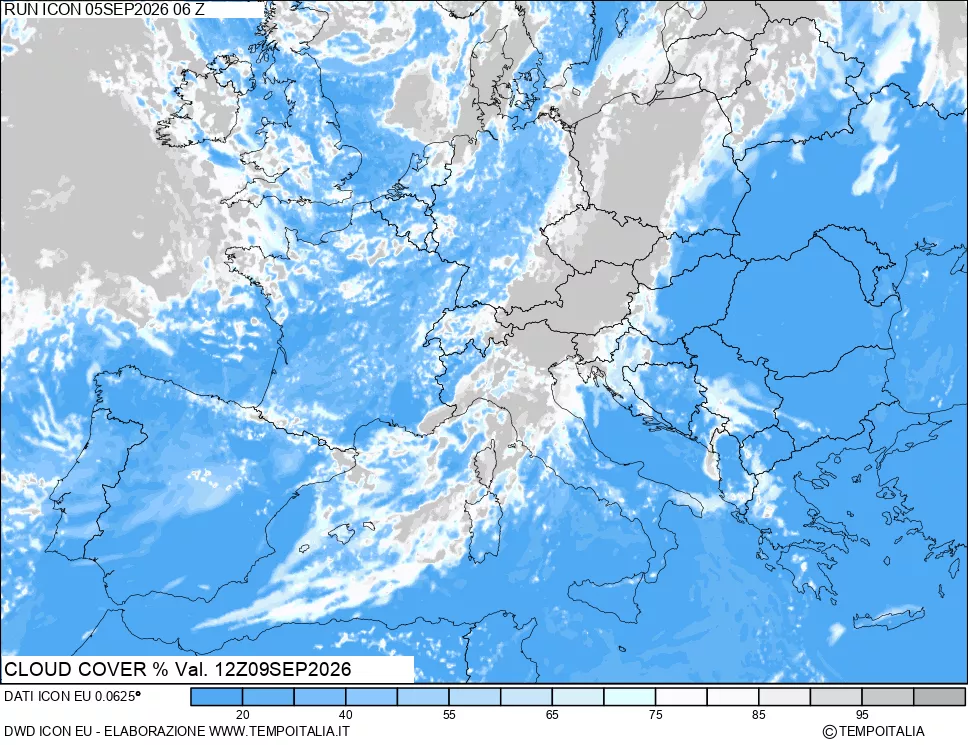 mappa Nuvolosit&agrave; totale