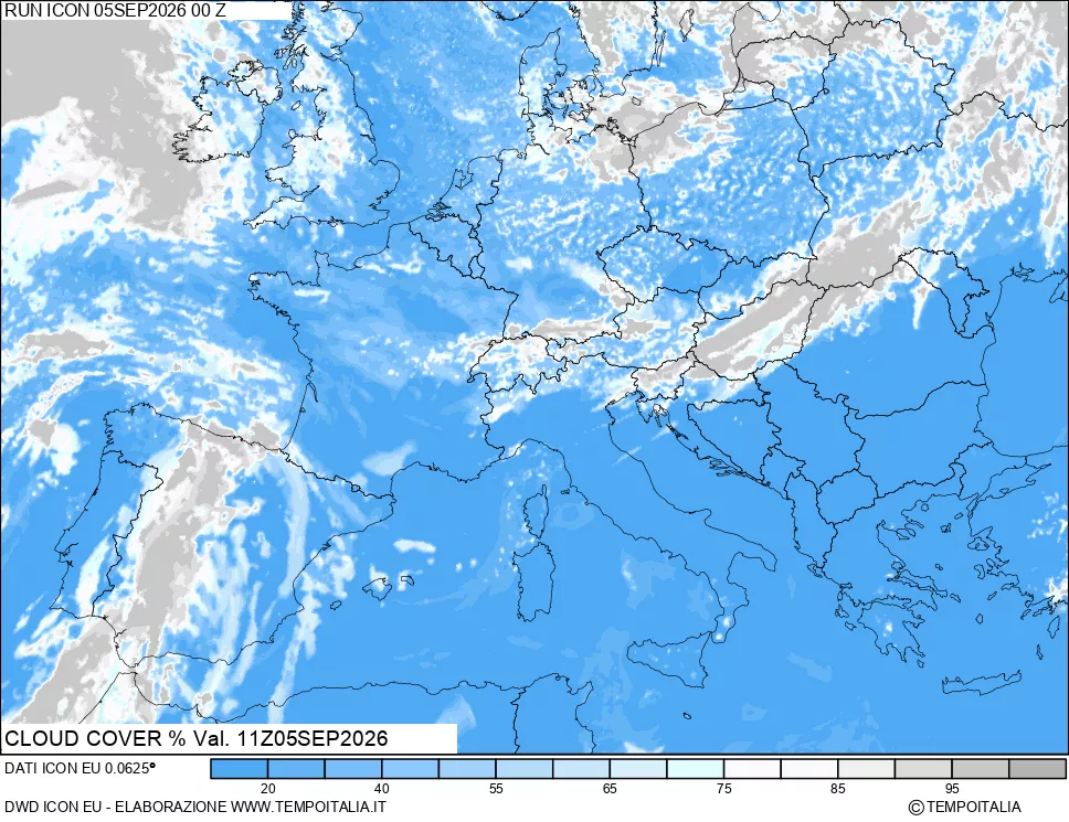 mappa Nuvolosit&agrave; totale