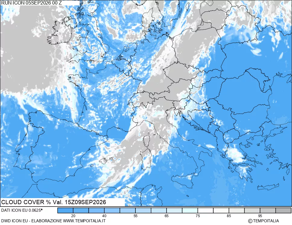 mappa Nuvolosit&agrave; totale