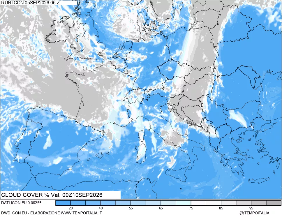 mappa Nuvolosit&agrave; totale