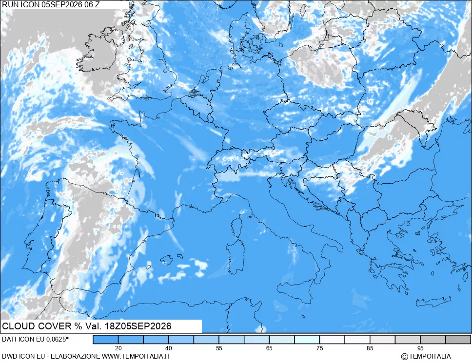 mappa Nuvolosit&agrave; totale