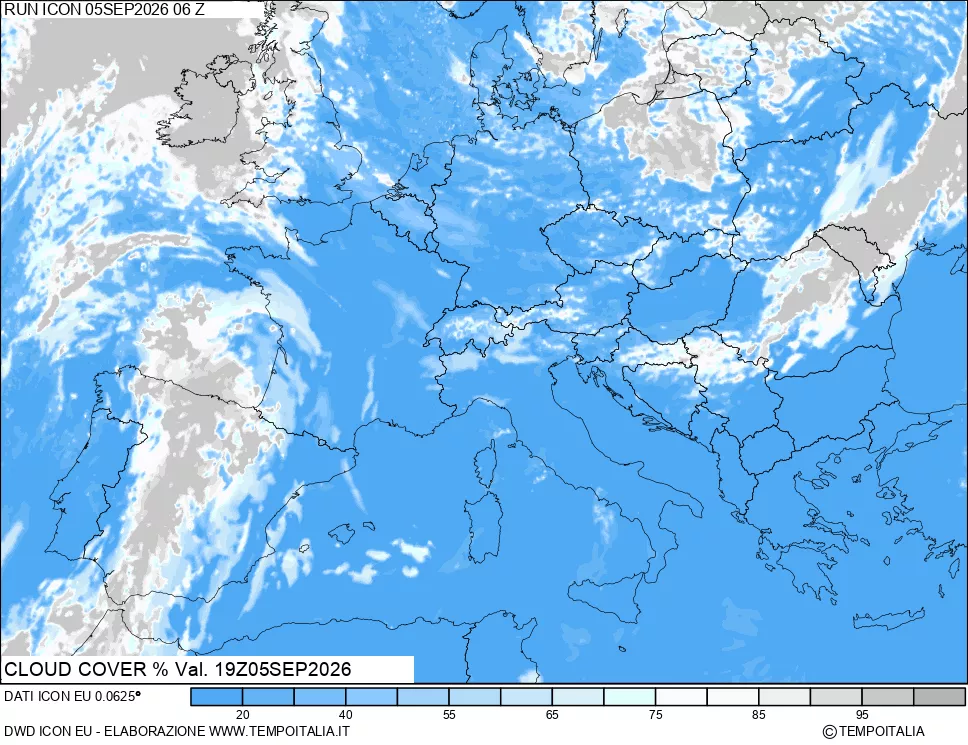 mappa Nuvolosit&agrave; totale