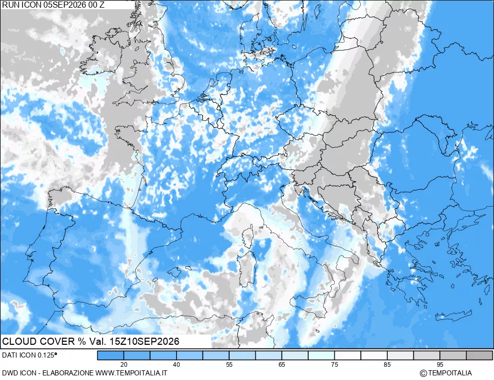 mappa Nuvolosit&agrave; totale