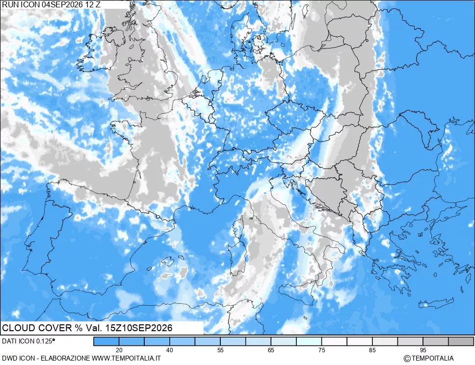 mappa Nuvolosit&agrave; totale