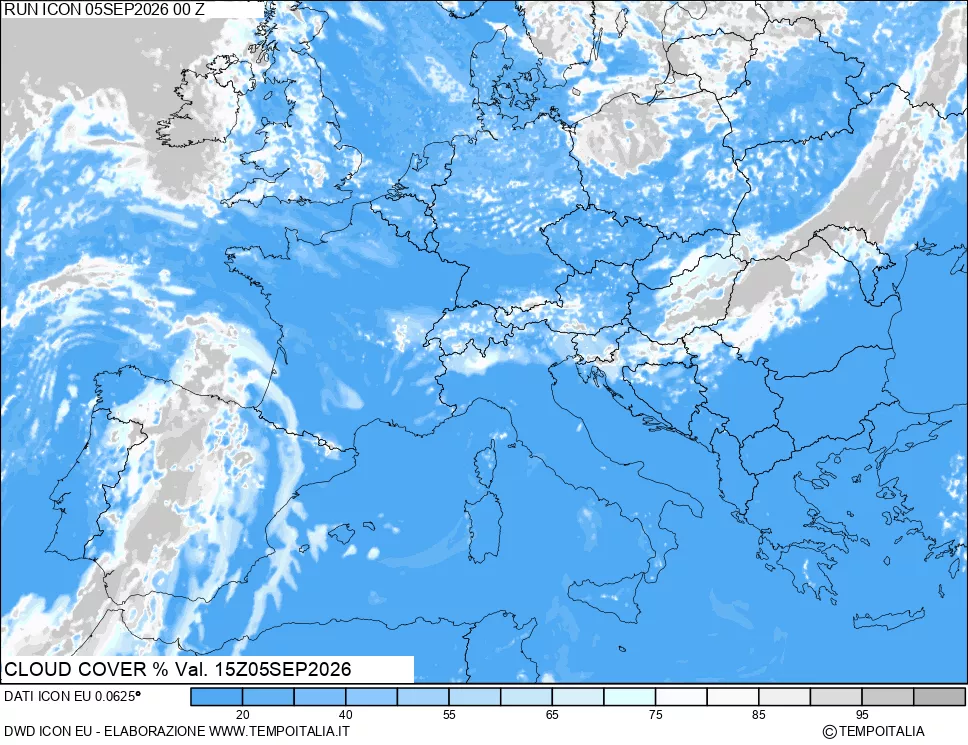 mappa Nuvolosit&agrave; totale