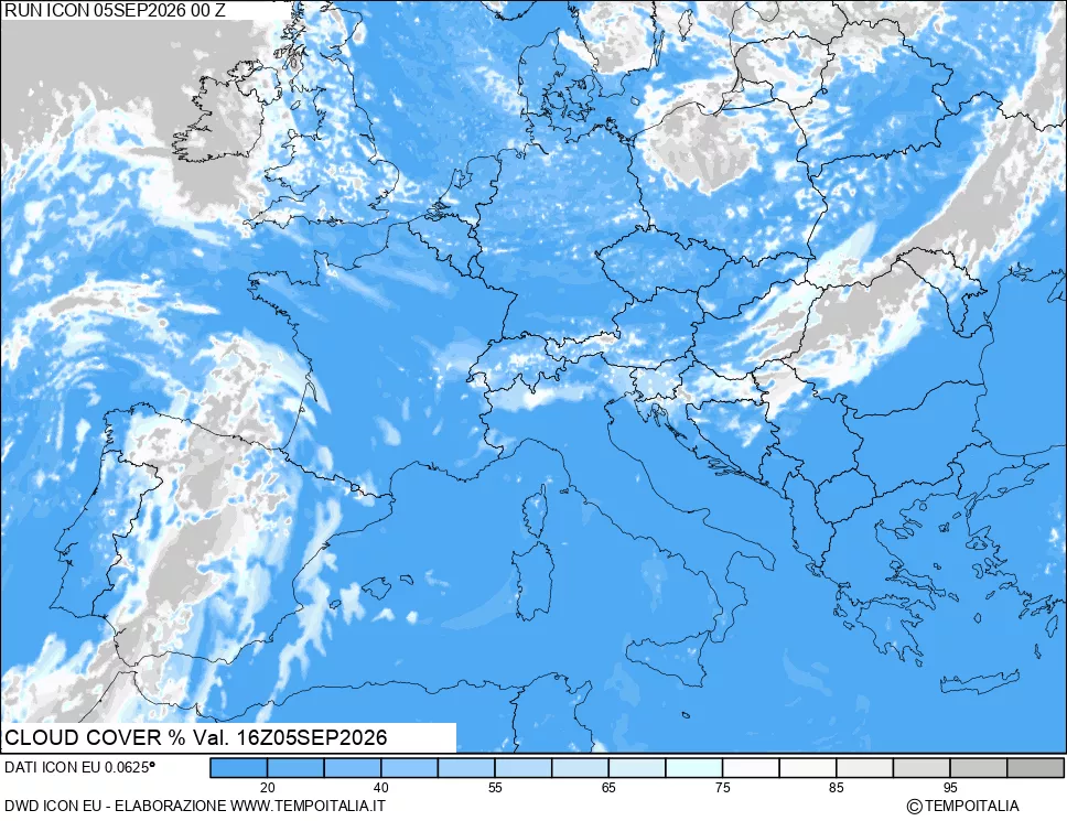 mappa Nuvolosit&agrave; totale