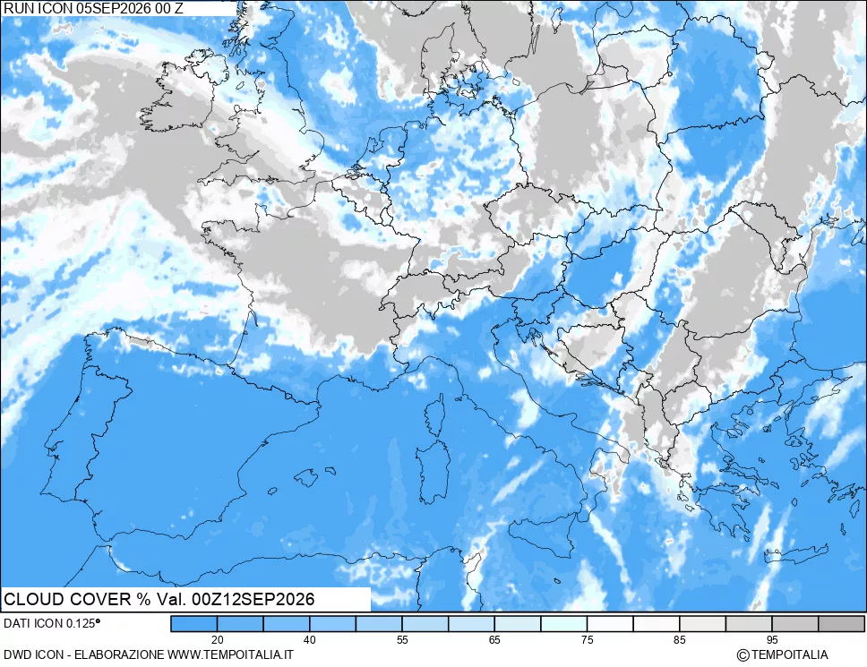 mappa Nuvolosit&agrave; totale