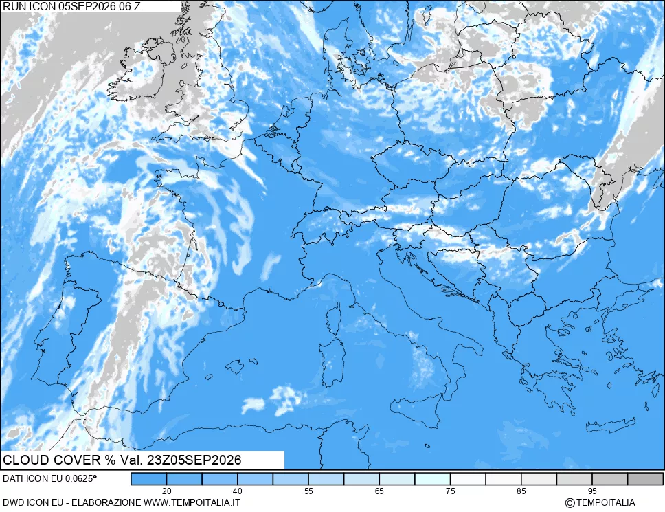 mappa Nuvolosit&agrave; totale