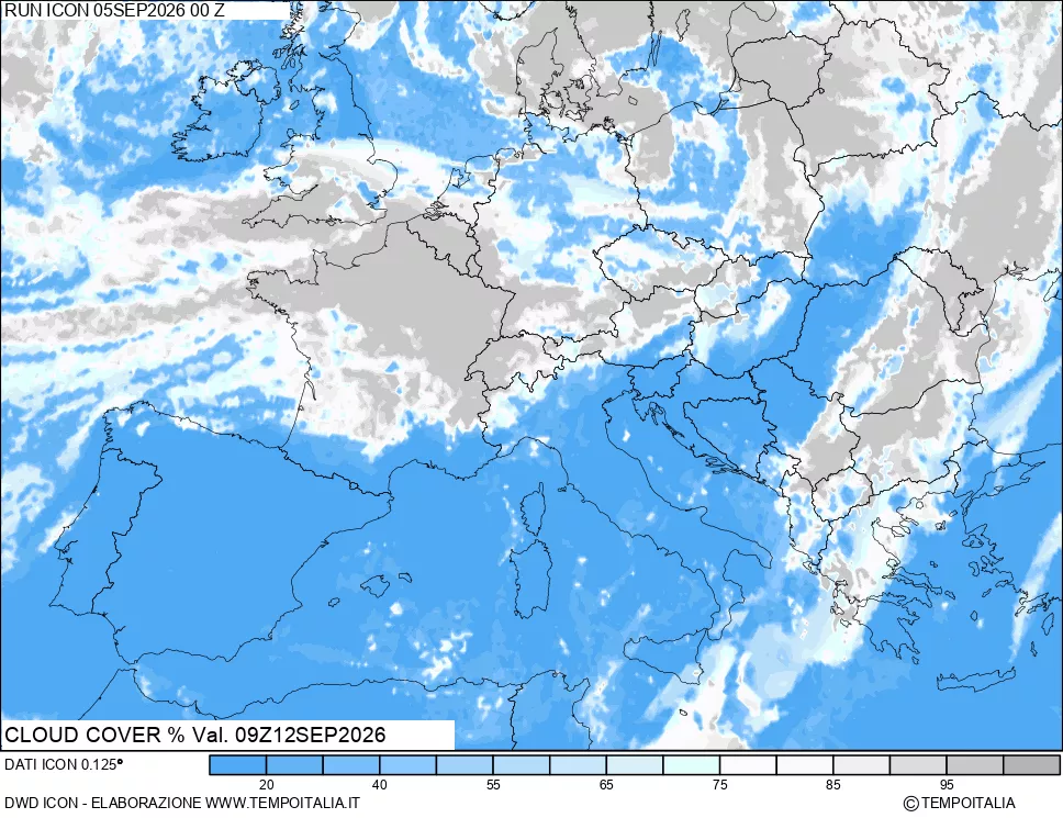 mappa Nuvolosit&agrave; totale