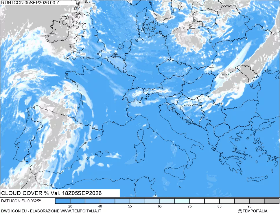 mappa Nuvolosit&agrave; totale