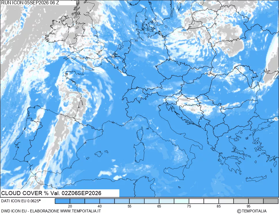 mappa Nuvolosit&agrave; totale