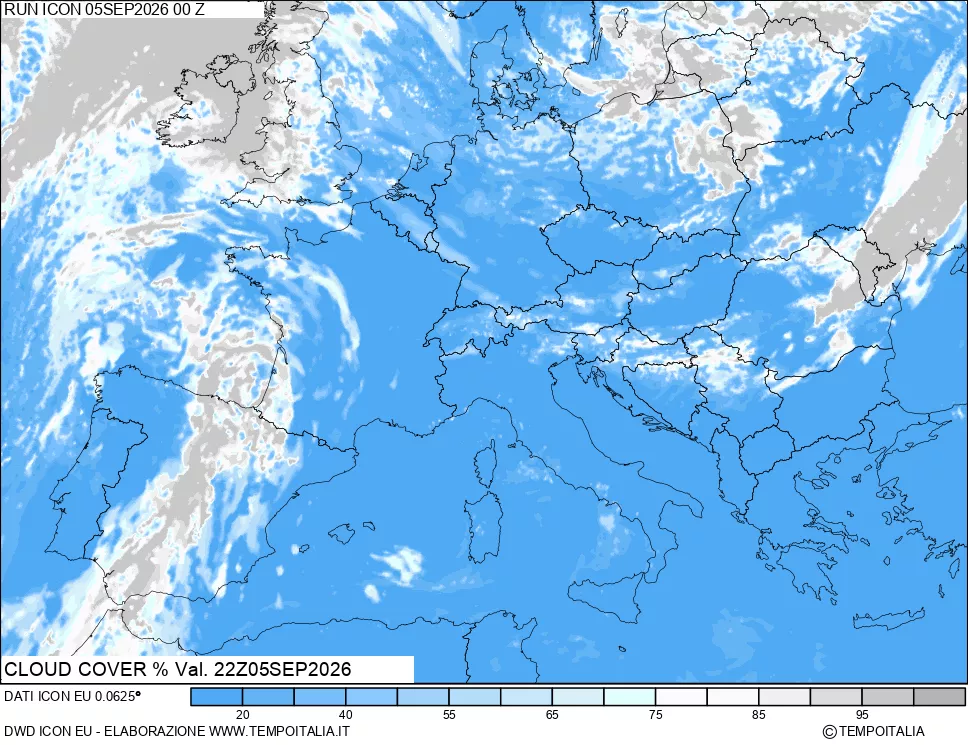 mappa Nuvolosit&agrave; totale