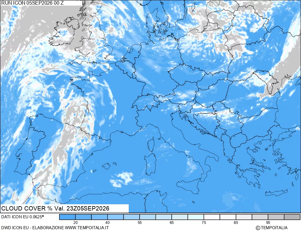 mappa Nuvolosit&agrave; totale