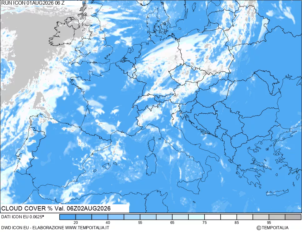 mappa Nuvolosit&agrave; totale
