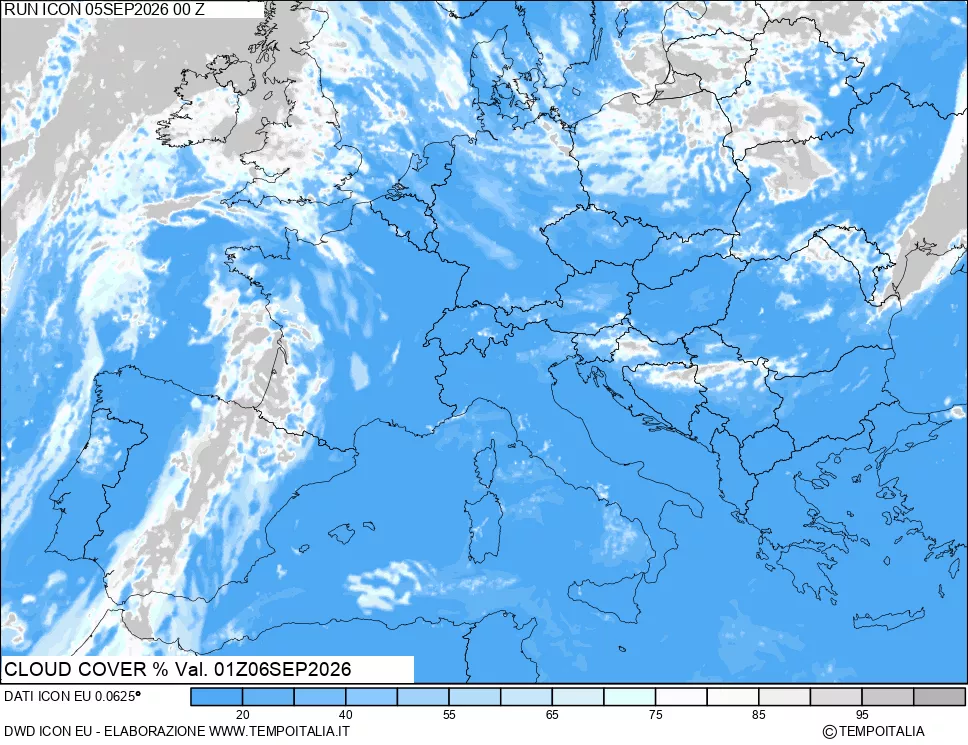mappa Nuvolosit&agrave; totale