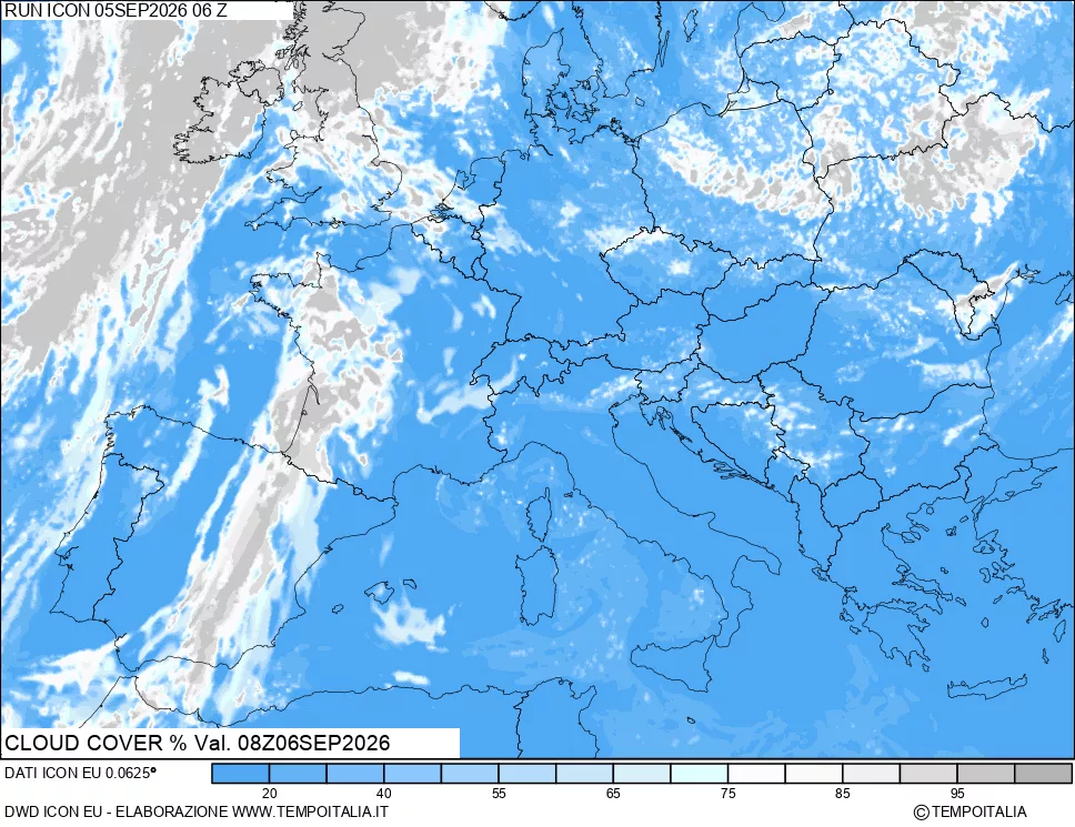 mappa Nuvolosit&agrave; totale