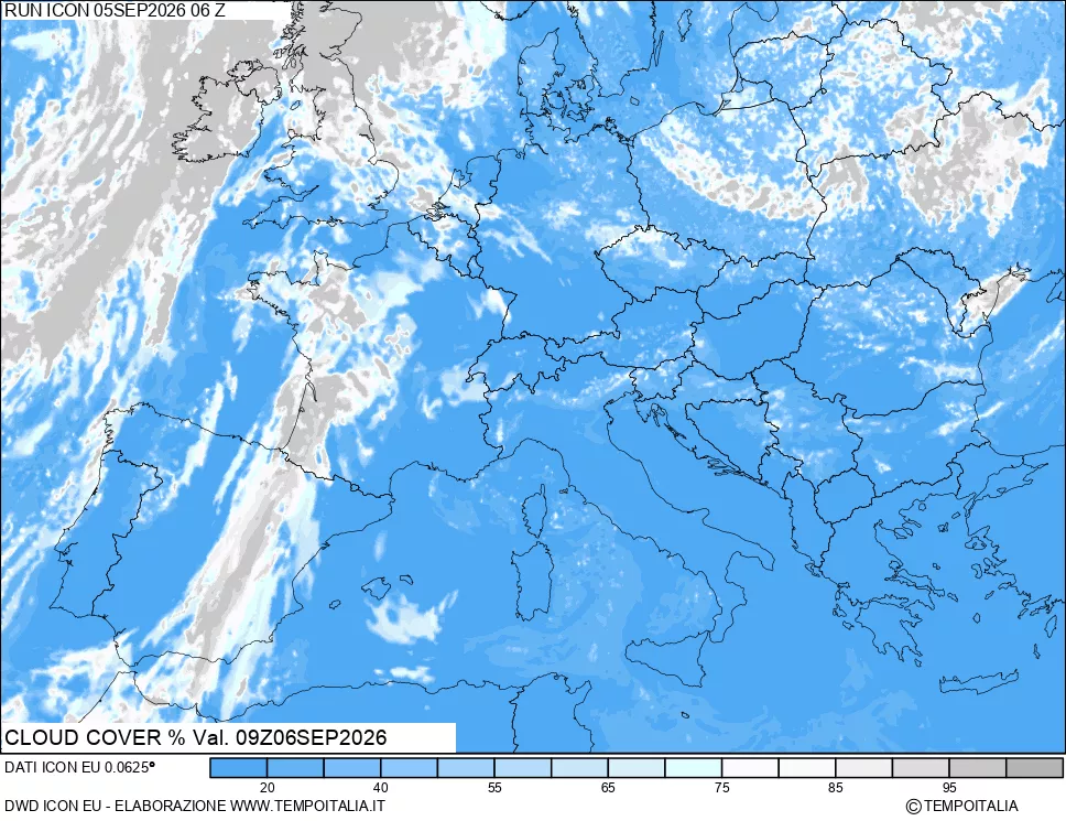 mappa Nuvolosit&agrave; totale