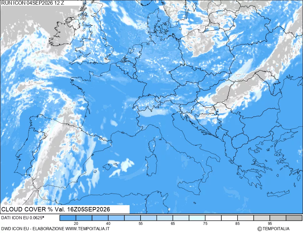 mappa Nuvolosit&agrave; totale